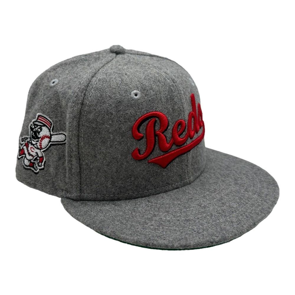 New Era 59Fifty Cincinnati Reds Hat Cap Size 7 Gray Melton Wool Fitted MLB